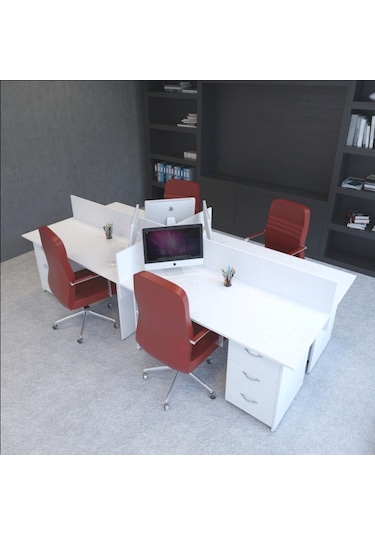 Burovena Vena Nil Workstation Dörtlü Çalışma Masa 320Cm X 140Cm X 115H