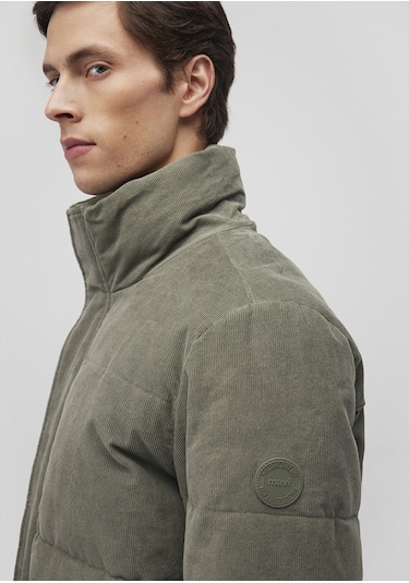 Mavi - Dik Yaka Yeşil Kadife Ceket 0110476-85485 Yeşil