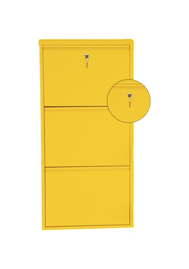 Kilitli 3'lü Metal Ayakkabılık - Sarı