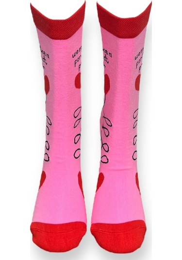 2'li Unısex Sevgililer Günü Özel Tasarım Pembe Ve Kırmızı Kalp Tasarımlı Esnek Nem Alabilen Pamuklu Spor Soket Çoraplar Çok Renkli