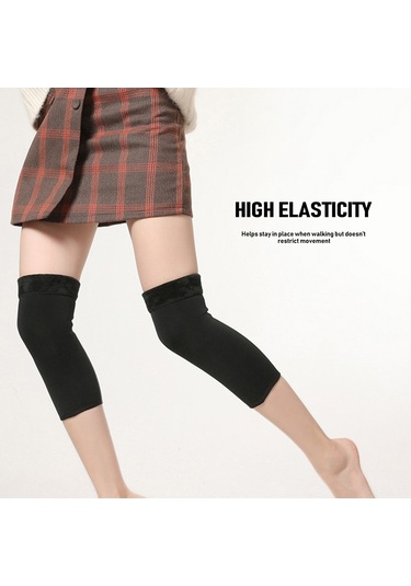 Kangvka Kadınlar İçin Kışlık Isı Sağlayan, Yumuşak Ve Esnek Polyester Dikişli Bilekli Knee Warmer - Siyah 2 Adet Siyah