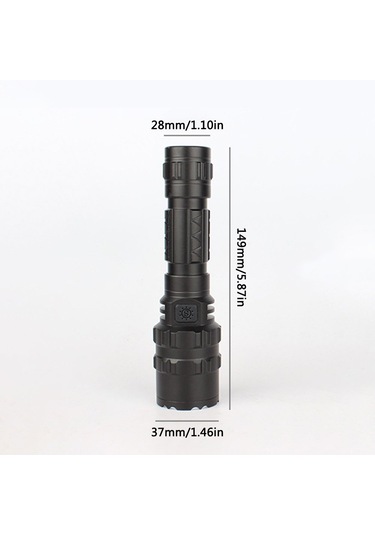 Te 1 Adet Usb Şarjlı L2 Parlak Led El Feneri Açık Çok Fonksiyonlu Taktik Taşınabilir T6 Alüminyum Alaşımlı El Feneri Siyah