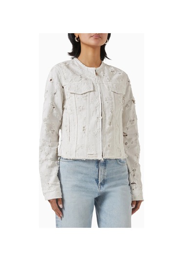Haikure Jena Destroyed Denim Ceket, Bej Şık Ve Modern Sokak Stili Krem