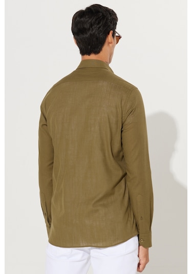AC&Co / Altınyıldız Classics ERKEK KOYU HAKI Tailored Slim Fit Dar Kesim Düğmeli Yaka %100 Pamuk Gömlek Haki AC&Co / Altınyıldız Classics ERKEK KOYU HAKI Tailored Slim Fit Dar Kesim Düğmeli Yaka %100 Pamuk Gömlek Haki