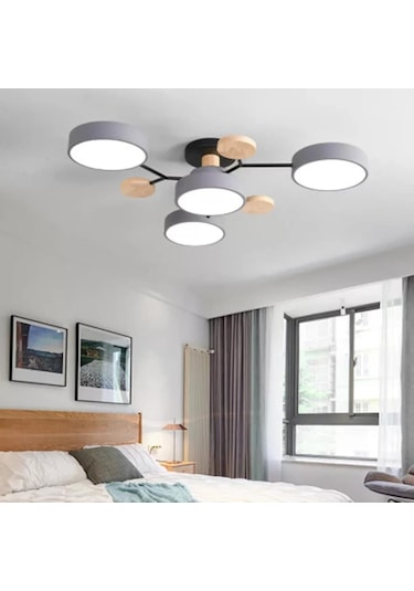 Simaavize Modern Ahşap Led Avize 4 Lü