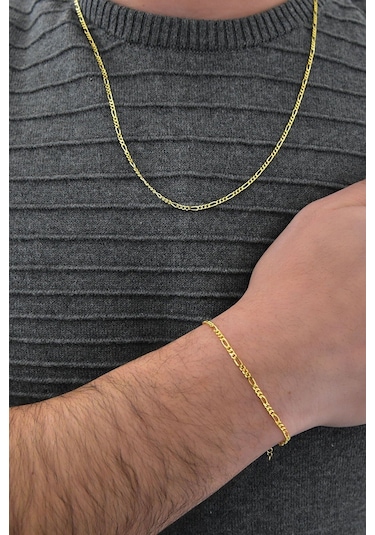 Takı Hediye Dünyası 925 Gümüş Erkek Kolye Sarı