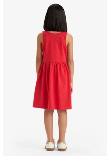 DeFacto Kız Çocuk Bisiklet Yaka Basic Düz Kolsuz Yazlık Elbise B4336A825SMRD51