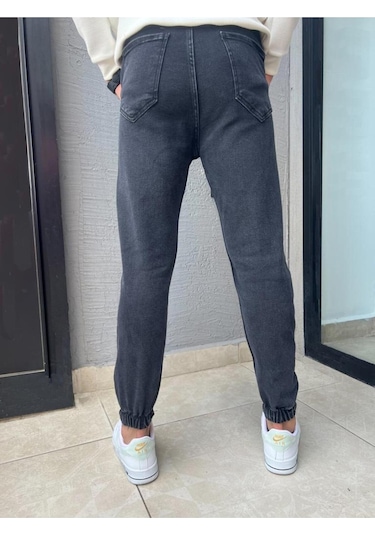 Erkek Esnek Boyfriend Jeans Kot Pantolon Gri