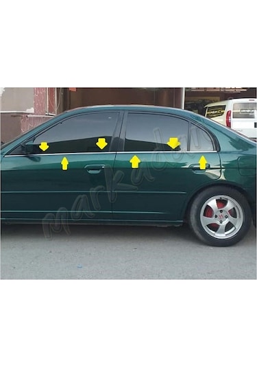 Honda Civic Krom Cam Çıtası 2001-2005 4 Parça Paslanmaz Çelik