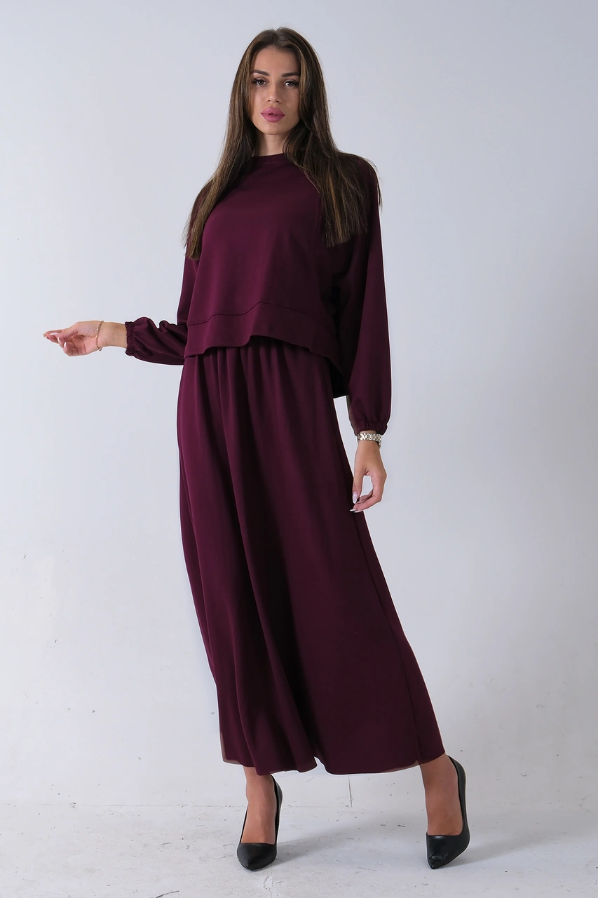 Feminist Mürdüm Önü Yarasakol Etekli Takım 31040702.21 Mürdüm