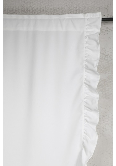 Poli Perde Çift Kanat Dikey Fırfırlı Beyaz