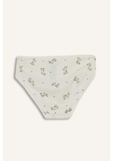 Defacto Kız Çocuk Tavşan Baskılı Ribana 3lü Slip Külot F8585a825auwt34 Beyaz