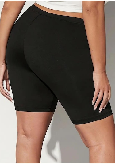 Bella Dossi Kadın Büyük Beden Rahat, Terletmez Ve Iç Göstermez Diz Üstü Kısa Tayt Siyah