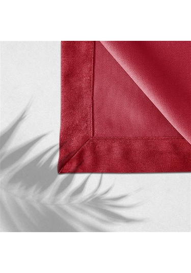 Kadife Dokulu Masa Örtüsü Kırmızı-635