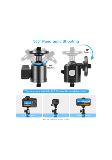 Sones Puluz 1/4 İnç Dış Vida Metal Tripod Topuz Başlı Adaptör Düğme Kilidi Siyah