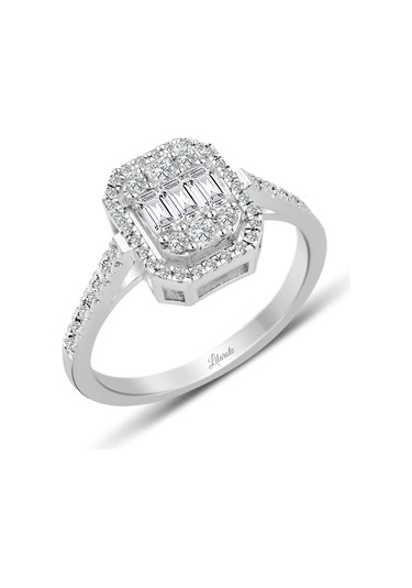 Modern Tasarım 0.55 Ct Baget Kare Tektaş Yüzük