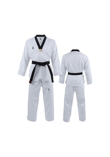 Fitilli Siyah Yaka Taekwondo Elbisesi Dobok Beyaz