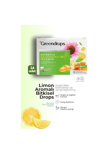 Greendrops Limon Ekinezya Propolis Ihlamur Boğaz Pastili 24'lü