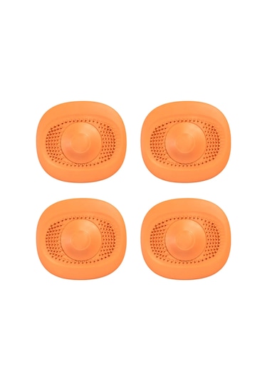 Springsun 4 Adet Silikon Banyo Gider Kapağı - Saç Ve Pislik Tutucu, Kokuyu Önleyici Portakal