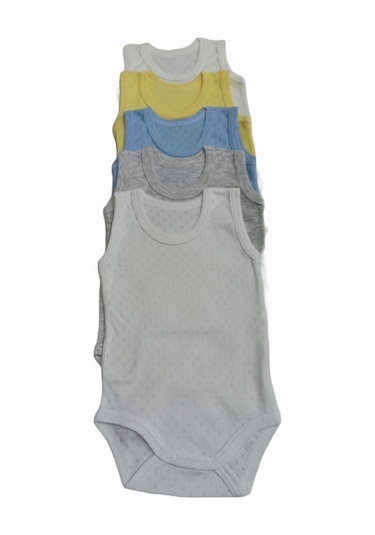 Özdemirlitekstil Jakarlı Klimalı Askılı Çıtçıtlı Badi Bebek(5 Li Paket) Beyaz