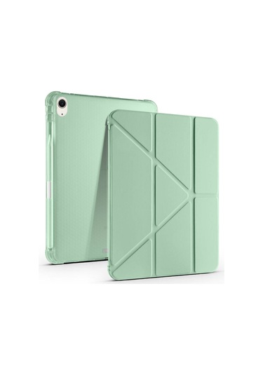 Apple İpad Air 10.9'' 2022/2020 Uyumlu Üçgen Katlanabilir Kalem Şarj Bölmeli Standlı Kılıf Kapaklı Kılıf