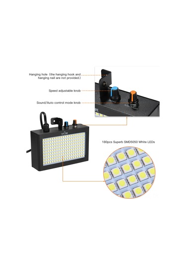 Padalink 180 Ledli Beyaz Işık Stroboskop Lambası - Otomatik Ve Ses Kontrollü, 90-240v, 35w, Demir Gövde Diğer