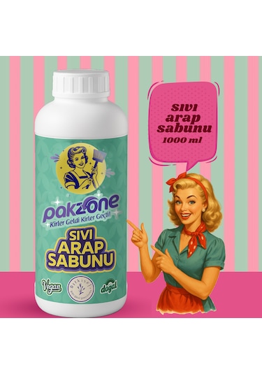 Pakzone %100 Doğal Sıvı Arap Sabunu Bitkisel Vegan 1000 Ml Tekli