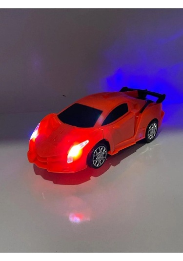 Transformers Arabası Turuncu Işıklı Sesli Kendinden Robota Dönüşebilen Çarp Dön Araba 25 Cm