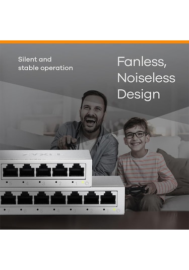 Zyxel 5-port Gigabit 10/100/1000 Unmanaged Ethernet Switchı Ethernet Splitter Masaüstü Veya Duvara Montaj Gs-105b V5