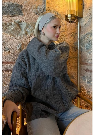 Madmext Antrasit Bisiklet Yaka Örme Triko Kazak Mg2009-antrasit Antrasit