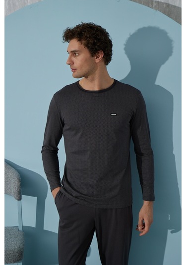 Erkek Uzun Kol Puanlı Antrasit Pijama Takımı C9t4n2o1 001