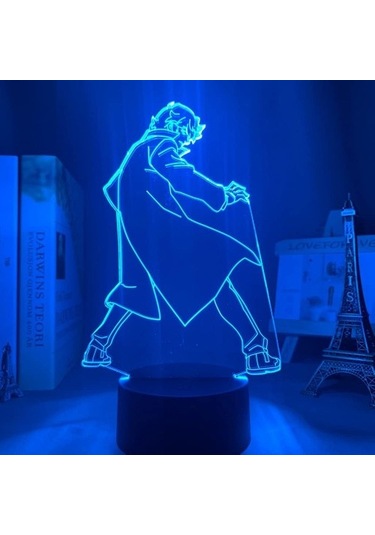 Goldenqian Shirou Ogami Anime 3d Erkek Için Gece Lambası 16 Renk Kız Odası Dekor Illusion Led Lamba Usb Manga Shirou Ogami Şekil Uygun Çocuklar Hayranlar Noel Hediyeleri Echpıa Siyah