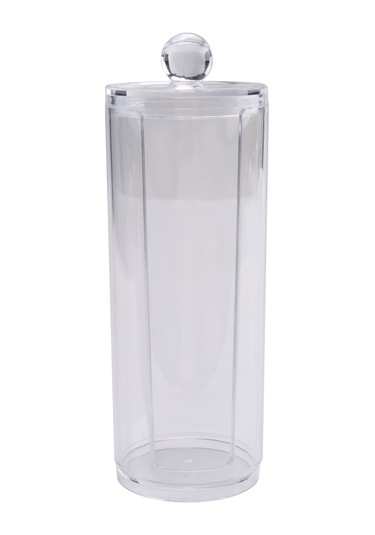 Leasetake Yüz Makyajı Kabı Pamuk Pedleri Yuvarlak Kapaklı Dağıtıcı Şeffaf Akrilik Dağıtıcı Pamuk Şeffaf