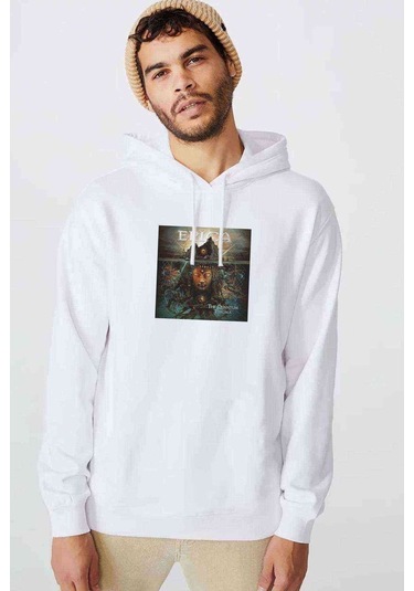 Epica The Quantum Enigma Baskılı Beyaz Erkek Kapşonlu Sweatshirt