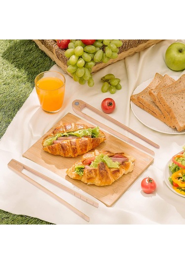 Mutfak Tost Maşası - 2 Adet Manyetik Bambu 8.7 Ahşap B