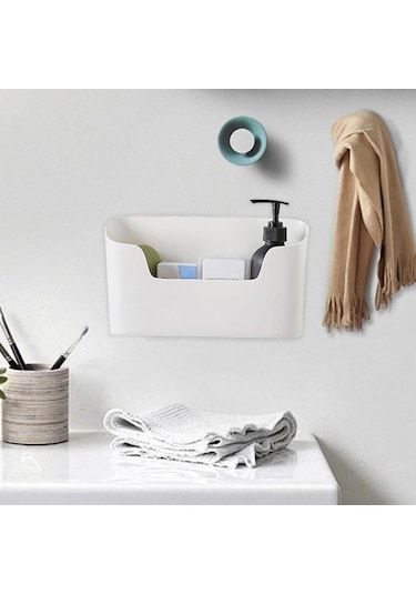 Suntek Duvara Monte Organizatör Kutusu Depolama Banyo Rafı Beyaz