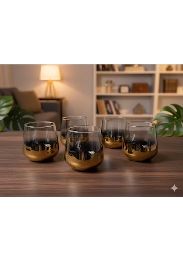 Çnr Home Collection Lav Titanyum Gold Kisa Bardak Gold