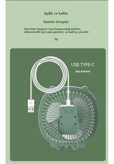 Eternal Luck Masaüstü Gece Lambası Şarj Edilebilir Fan Mavi