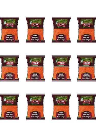 Yazar Yerli Kırmızı Mercimek 12 x 1 Kg