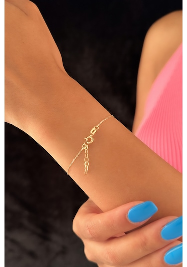 Fiyonk Kuyumculuk 14 Ayar Altın Dorika Top Detaylı Yonca Bileklik 001