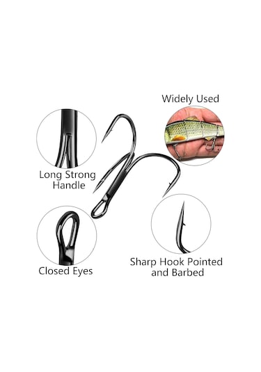 Valkyrie 50 Adet Karbon Çelik 3lü Çapa Kanca Olta İğne Seti - Kutulu - Heavy Duty Krom