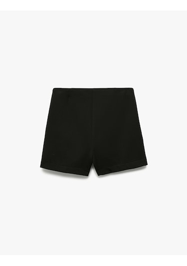 Koton Fiyonk Detaylı Pileli Şort Etek Siyah 6wkg40030aw Siyah