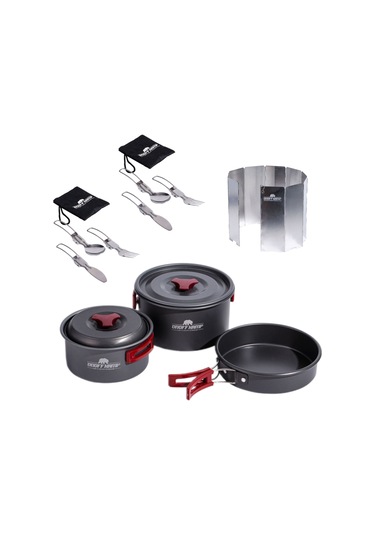 Kamp Mutfak Yemek Seti TT-2CKB-RUZ-2921 Açık Gri