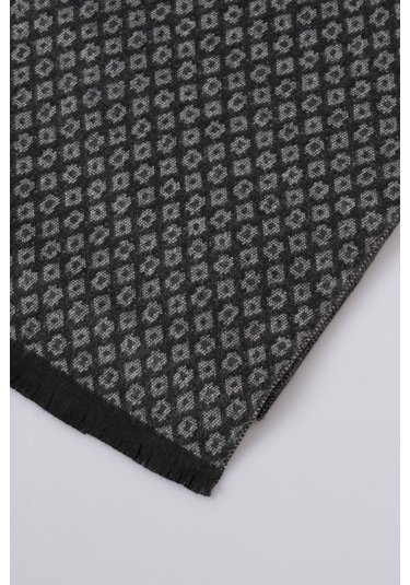 İnce Dokulu Desenli Viskon Şal Kaşkol Atkı Antrasit