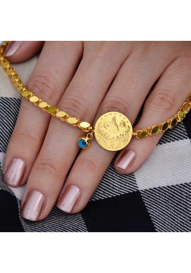 Yarım Reşatlı Pullu Arpa Altın Bileklik