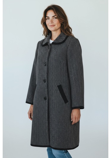 Kadın Önü Düğmeli Cepli Kalın Triko Hırka Vizon