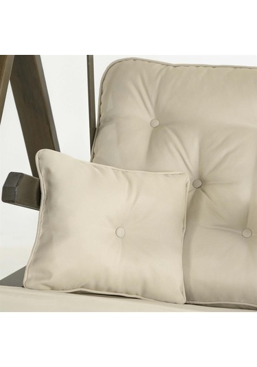 Meda Tekli Ladin Ahşap Salıncak Dış Mekan Bahçe, Teras Salıncağı -krem Krem