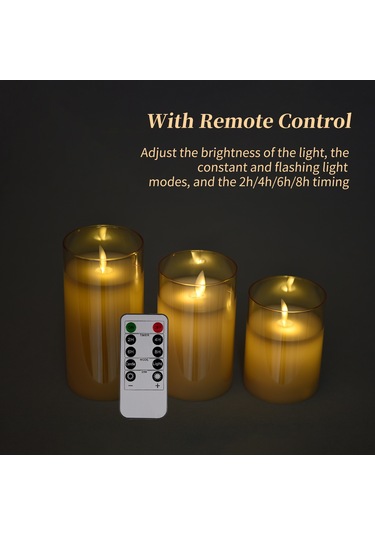 Tenfowee Uzaktan Kumandalı Led Alevsiz Mum Seti - 3 Adet, Sıcak Beyaz Işık, Ev Dekorasyonu Ve Hediye İçin İdeal