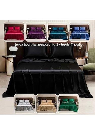 Trendooze Parça Lüks Saten Yatak Takımı Makinede Yıkanabilir Polyester Gümüş Gri Sunshine022 Silvery Grey 3 Gümüş Gri