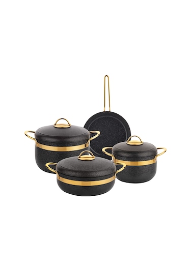 Schafer Goldie 7 Parça Granit Tencere Seti Siyah